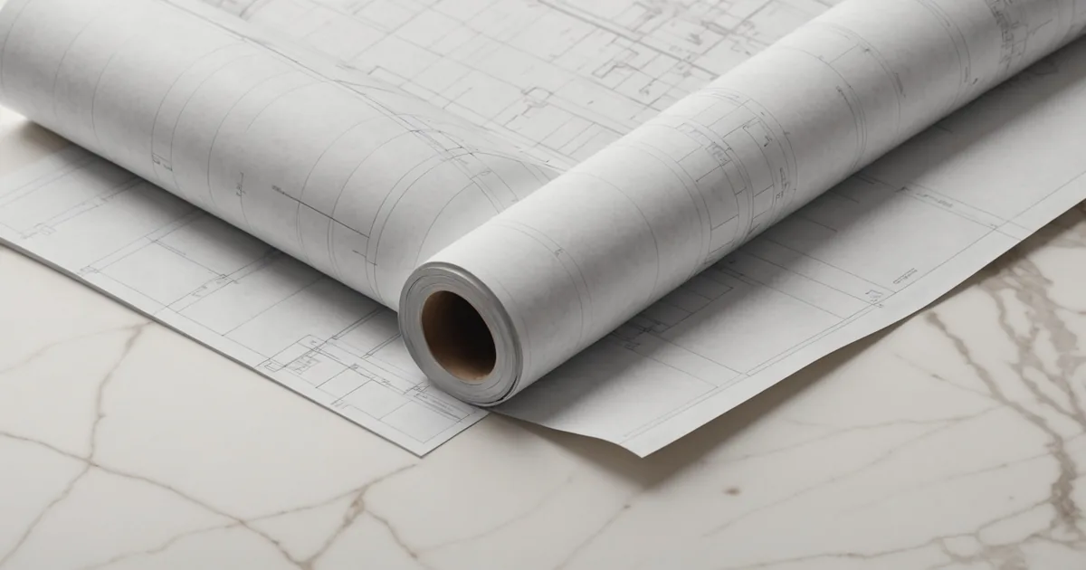 Abstract concept of building a new product, architectural blueprint and clean modern materials