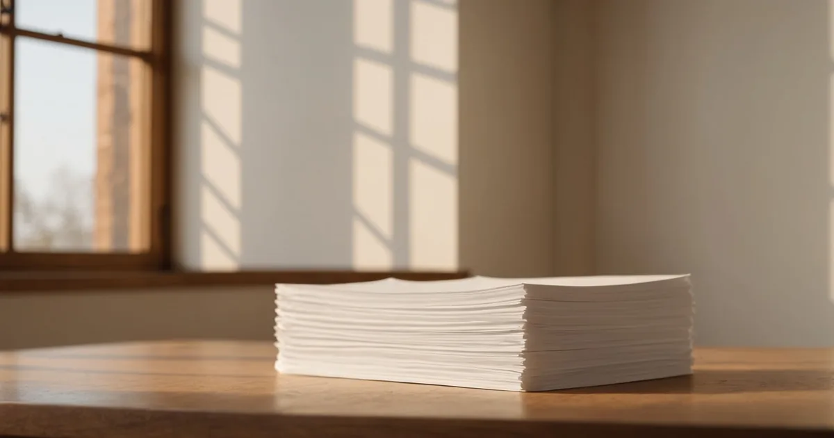 Stack of papers representing document workload, warm editorial tone