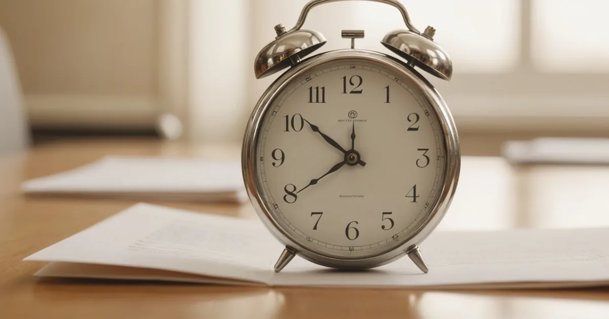 Abstract concept of time and workflow, a clock face softly out of focus